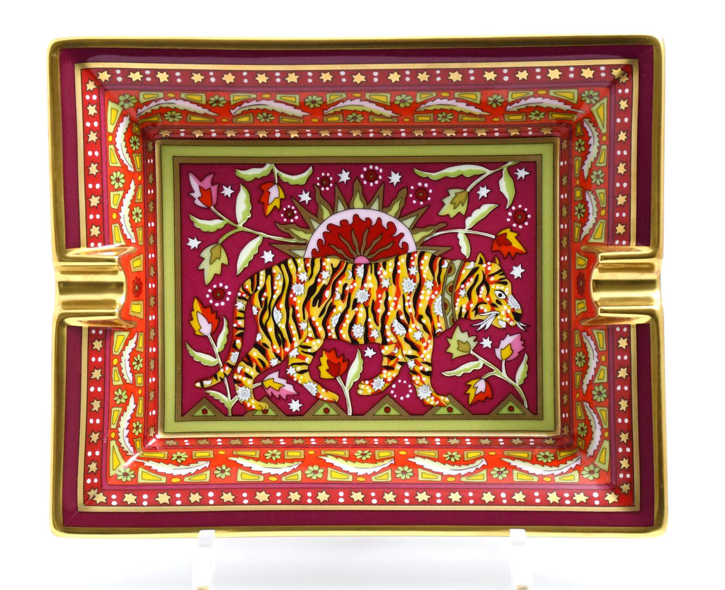 Hermes Tigre Indien Change tray by Christine Henry porcelain Ashtray Bengal Tiger plate