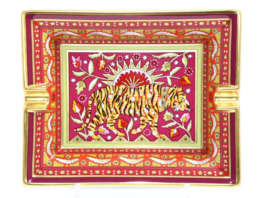 Hermes Tigre Indien Change tray by Christine Henry porcelain Ashtray Bengal Tiger plate