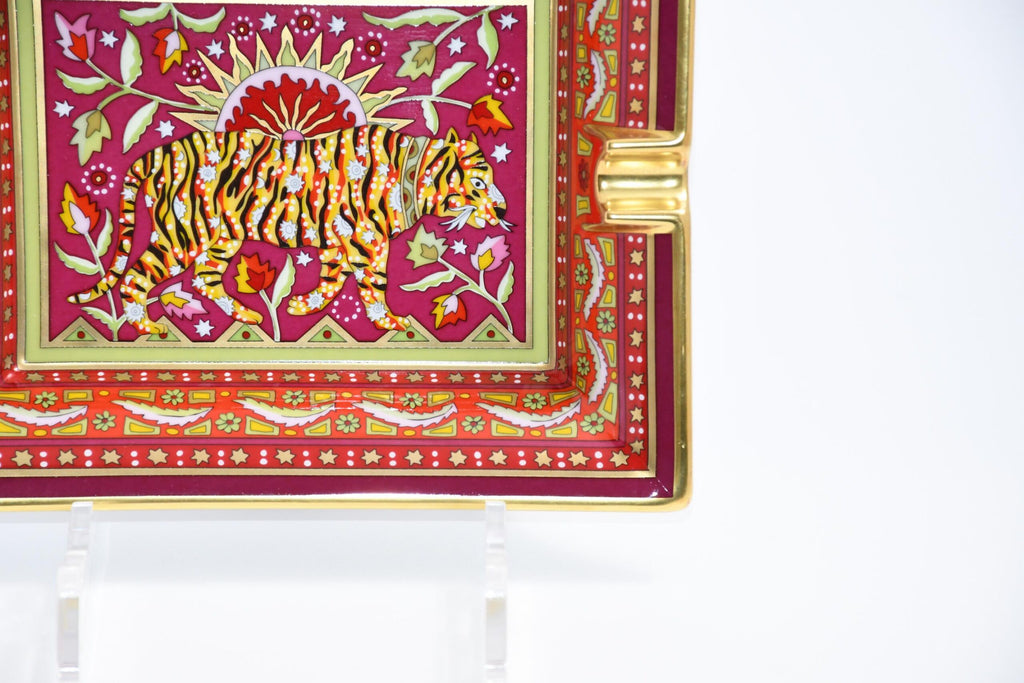 Hermes Tigre Indien Change tray by Christine Henry porcelain Ashtray Bengal Tiger plate