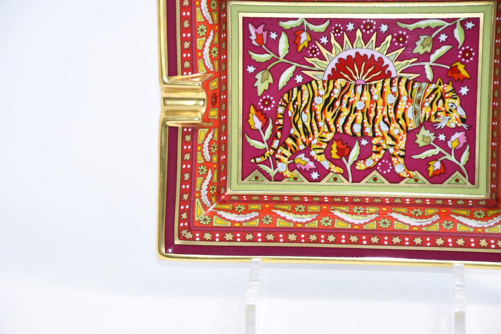 Hermes Tigre Indien Change tray by Christine Henry porcelain Ashtray Bengal Tiger plate