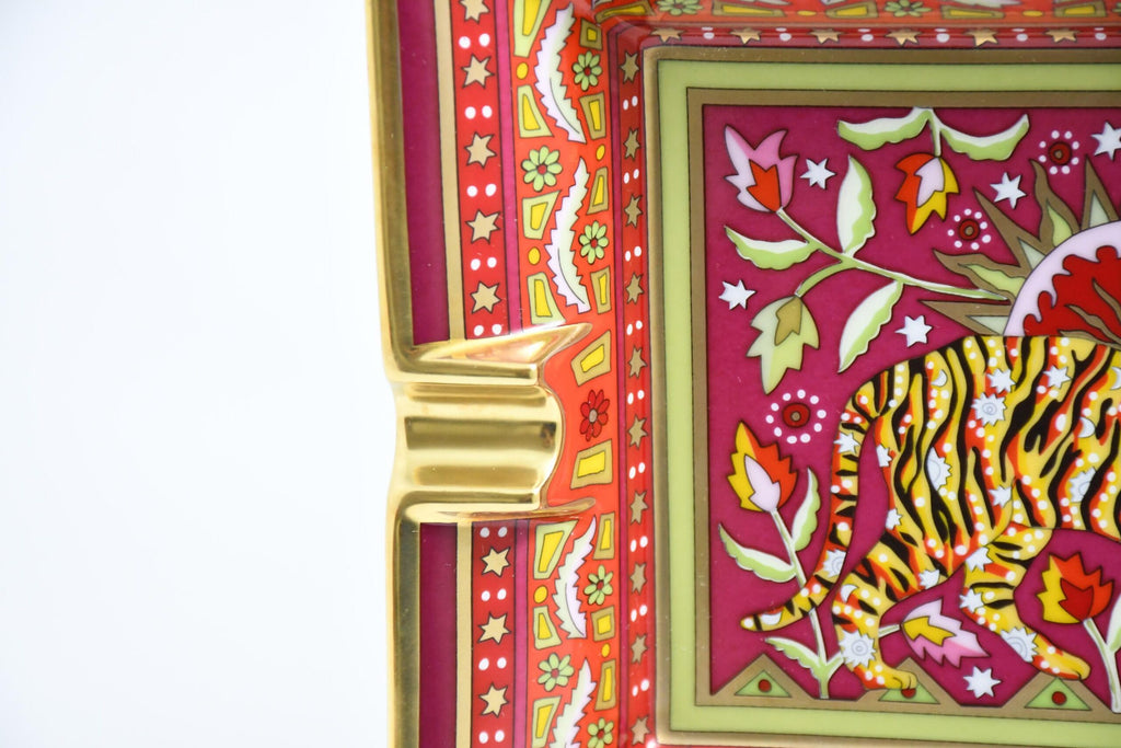 Hermes Tigre Indien Change tray by Christine Henry porcelain Ashtray Bengal Tiger plate