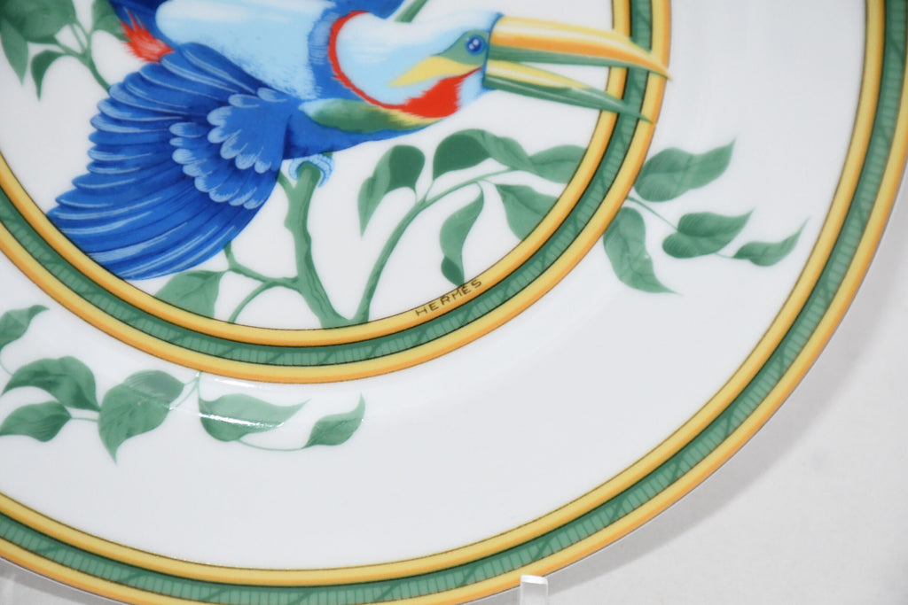 Hermes Toucan Dessert Plate 22 cm Set of 2 porcelain dinnerware bird 8.75"