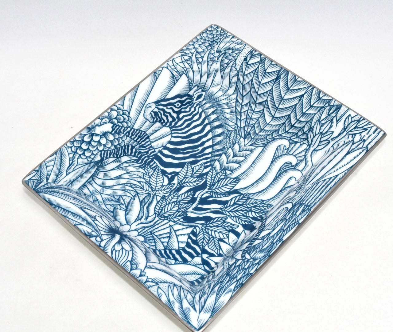Hermes Zebre Camoufle Change tray porcelain Ashtray blue plate camouflage