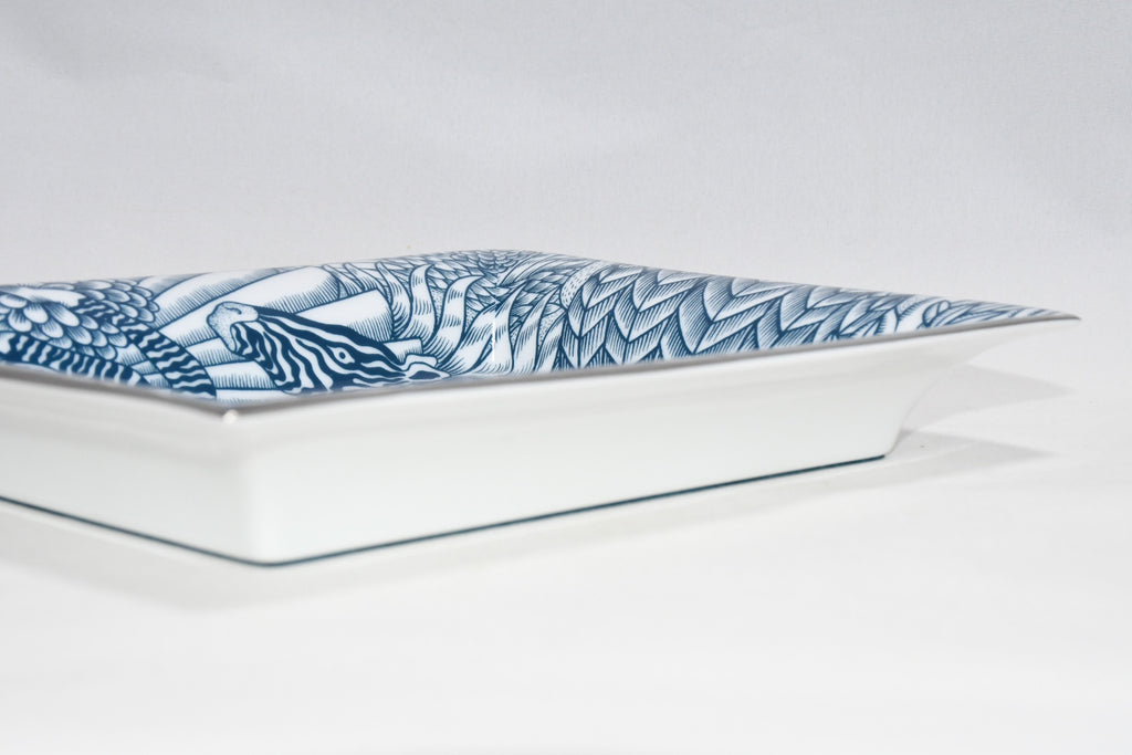 Hermes Zebre Camoufle Change tray porcelain Ashtray blue plate camouflage