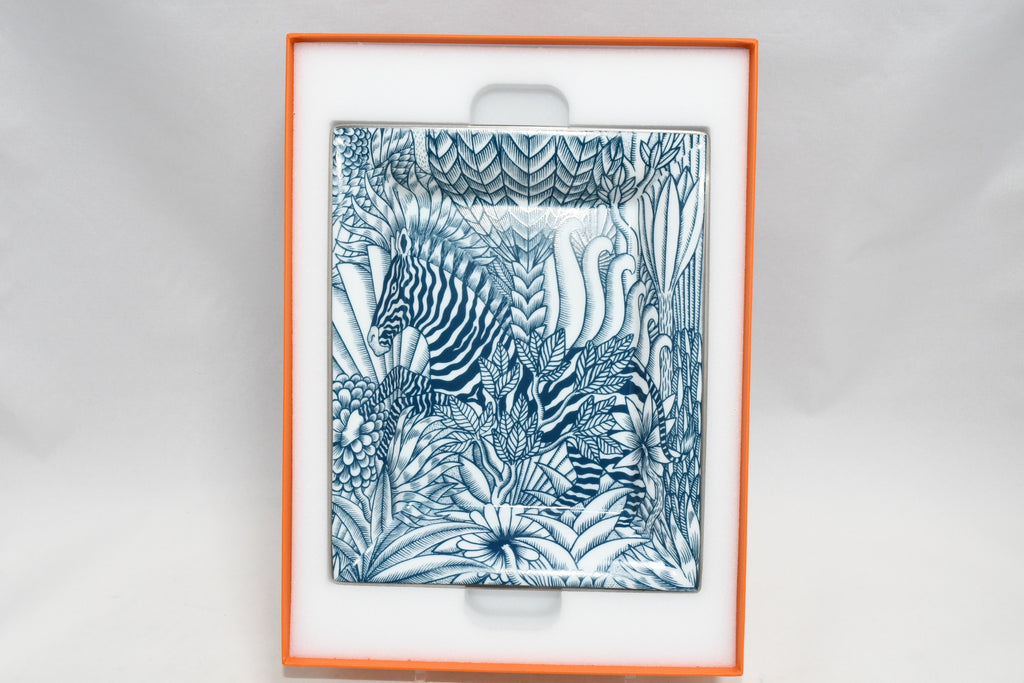 Hermes Zebre Camoufle Change tray porcelain Ashtray blue plate camouflage