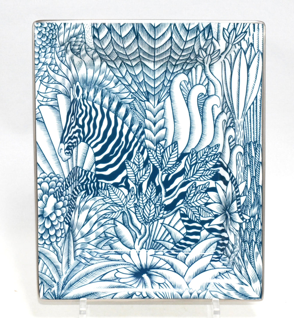 Hermes Zebre Camoufle Change tray porcelain Ashtray blue plate camouflage