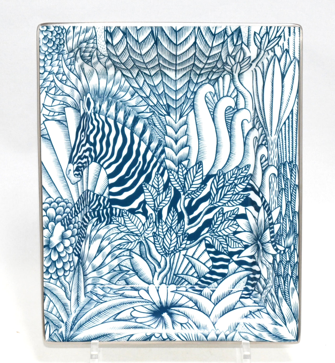Hermes Zebre Camoufle Change tray porcelain Ashtray blue plate camouflage