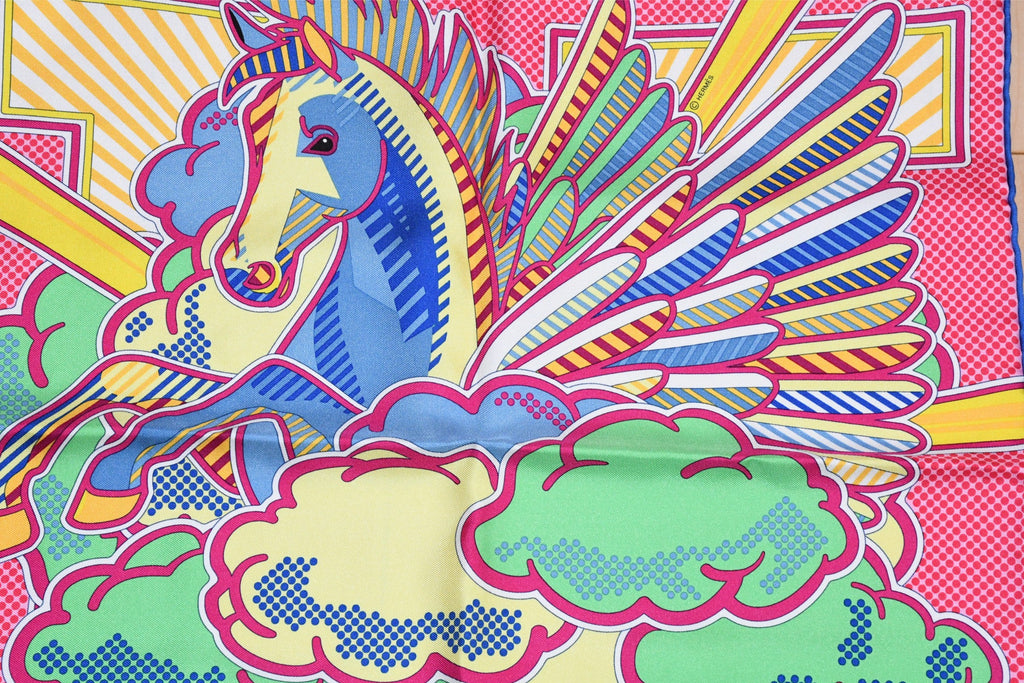 Hermes mini Scarf Pegase Pop 45 x 45 cm silk pink Carre Pegasus 16.5" 043
