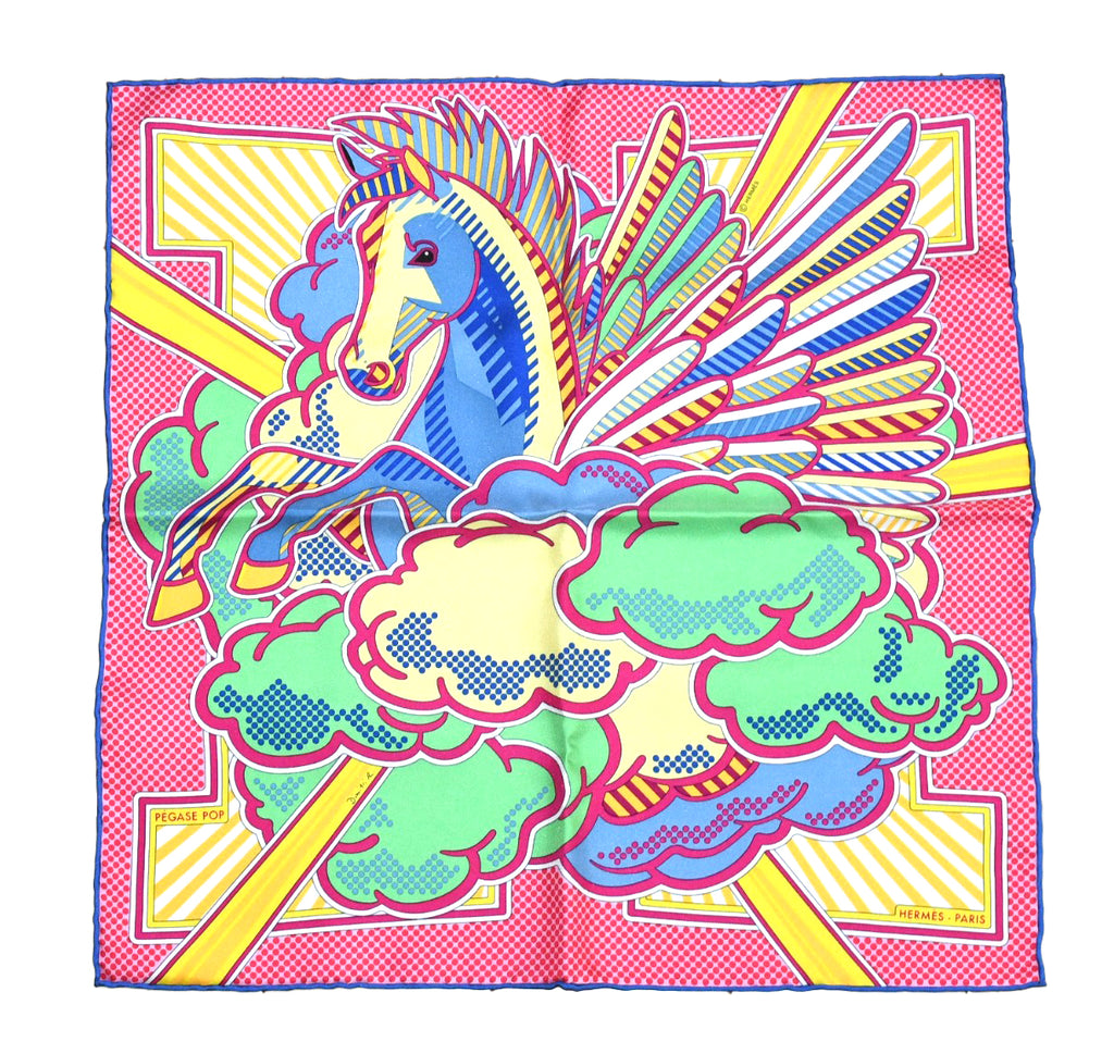 Hermes mini Scarf Pegase Pop 45 x 45 cm silk pink Carre Pegasus 16.5" 043