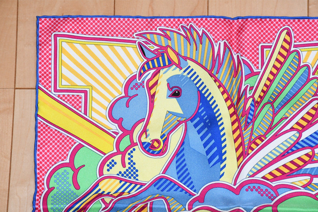 Hermes mini Scarf Pegase Pop 45 x 45 cm silk pink Carre Pegasus 16.5" 043