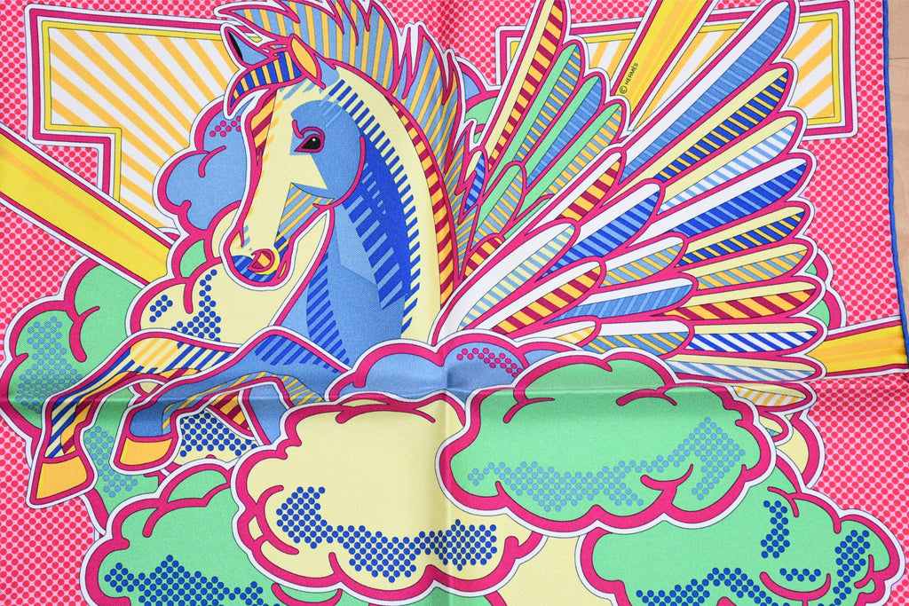 Hermes mini Scarf Pegase Pop 45 x 45 cm silk pink Carre Pegasus 16.5"