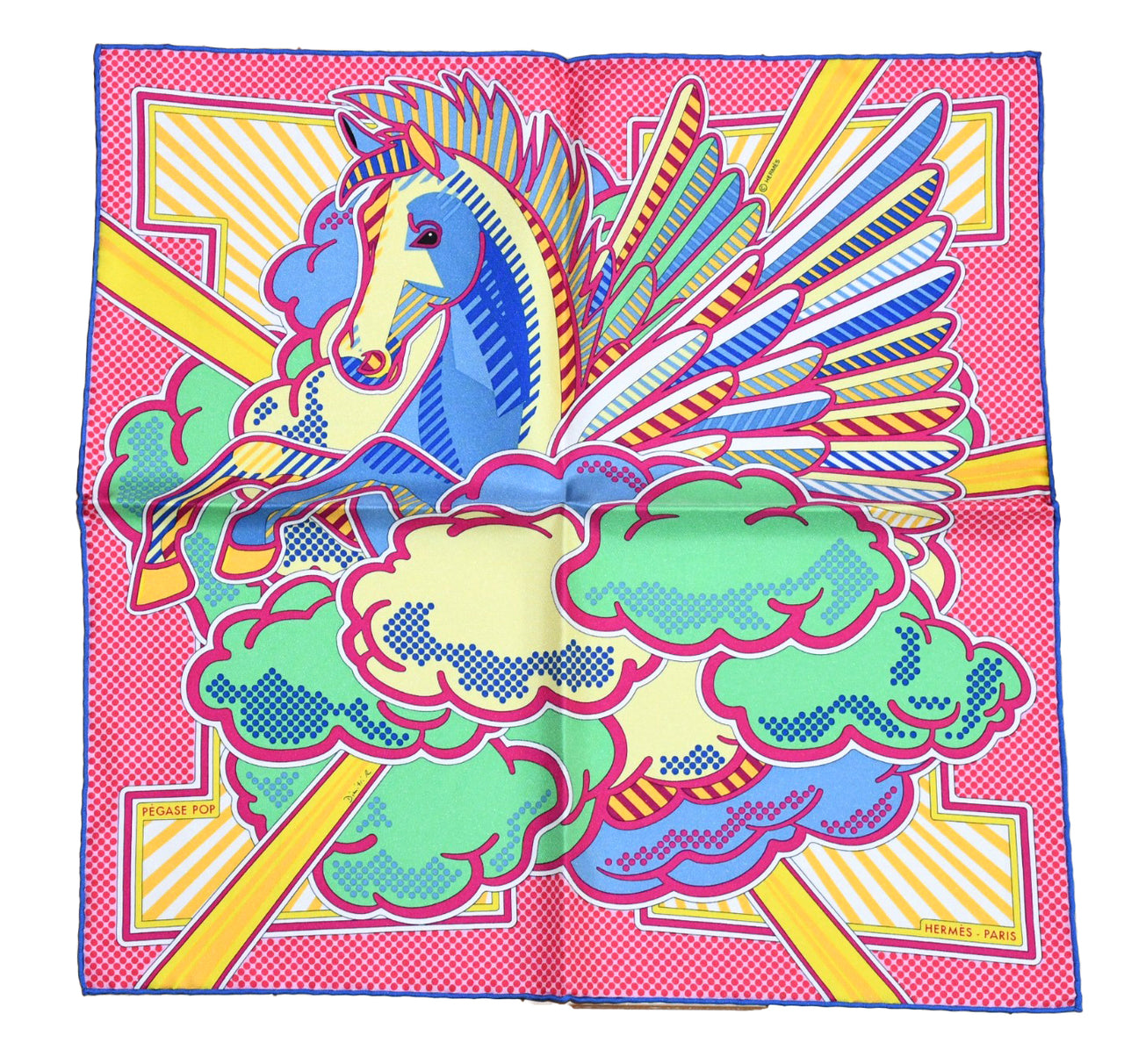 Hermes mini Scarf Pegase Pop 45 x 45 cm silk pink Carre Pegasus 16.5"