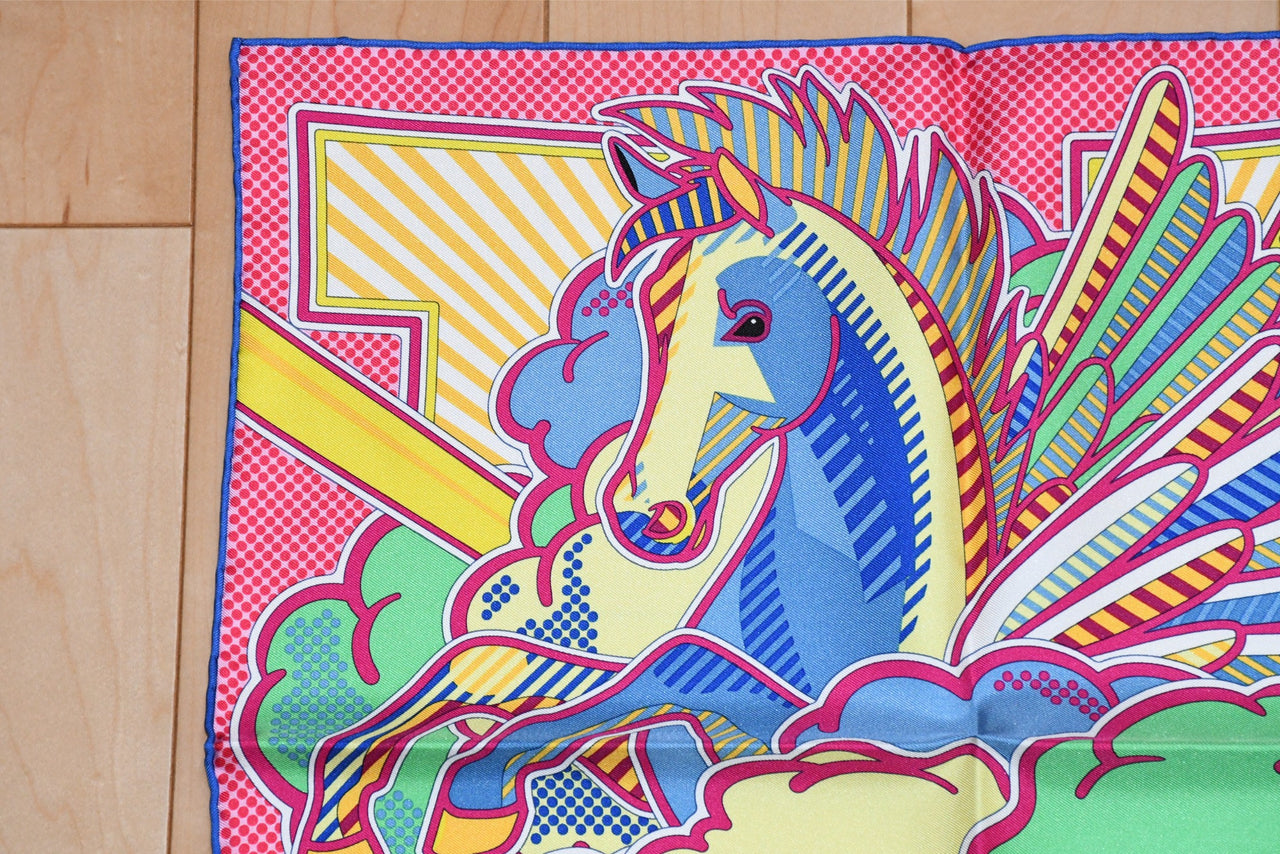 Hermes mini Scarf Pegase Pop 45 x 45 cm silk pink Carre Pegasus 16.5"