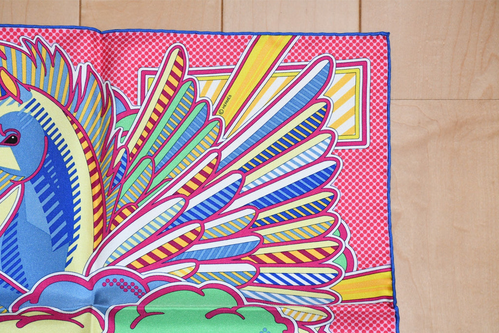 Hermes mini Scarf Pegase Pop 45 x 45 cm silk pink Carre Pegasus 16.5"
