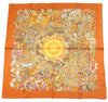 Hermes Au Coeur de la Vie 90 cm silk Scarf orange brown life forest Carre 35"
