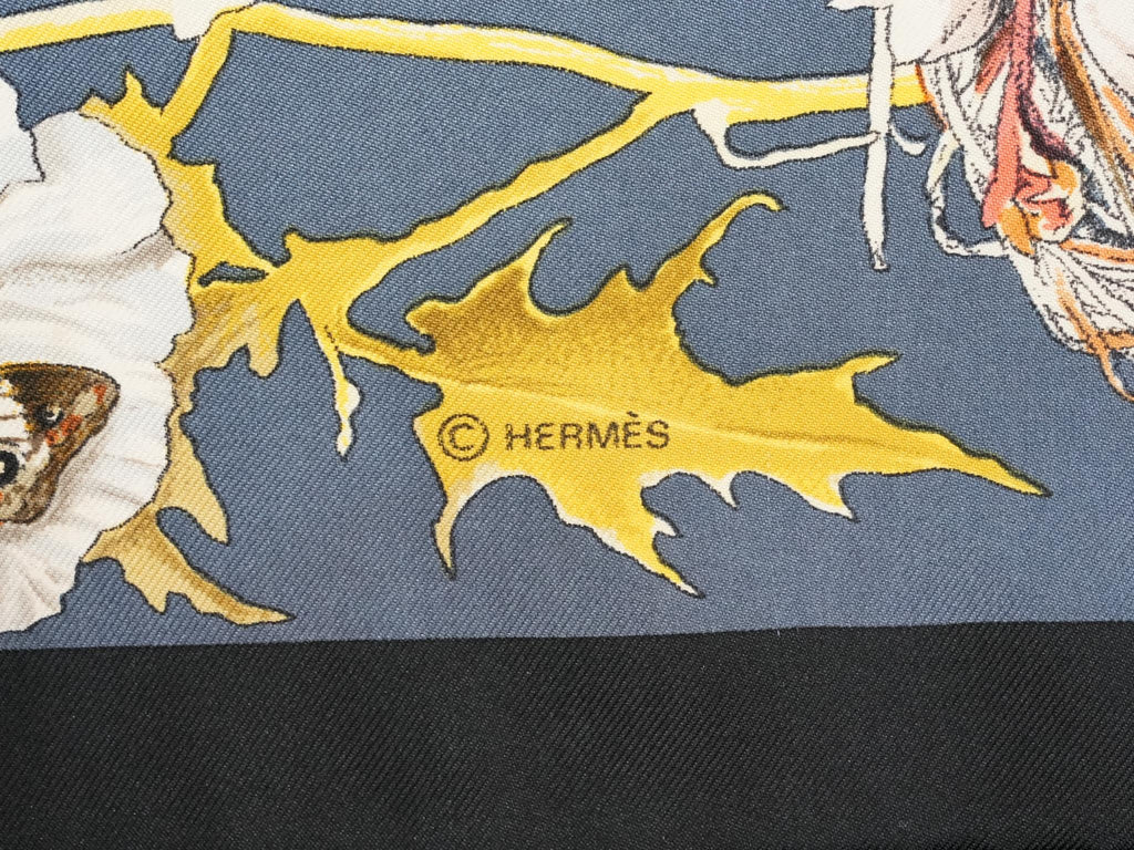 Hermes Faune Et Flore Du Texas Wildlife 90 cm Scarf by Kermit Oliver silk blue Carre animal 35" 086