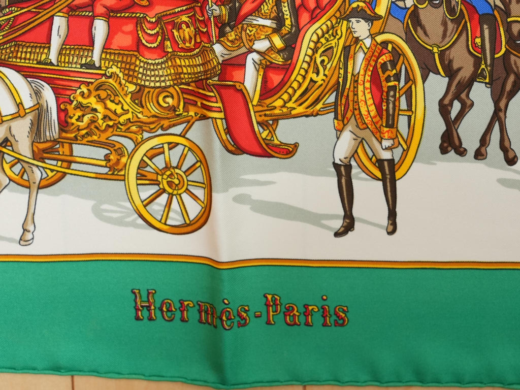 Hermes Grand Cortege a Moscou 90 cm silk Scarf green Carre Moscow march 35"