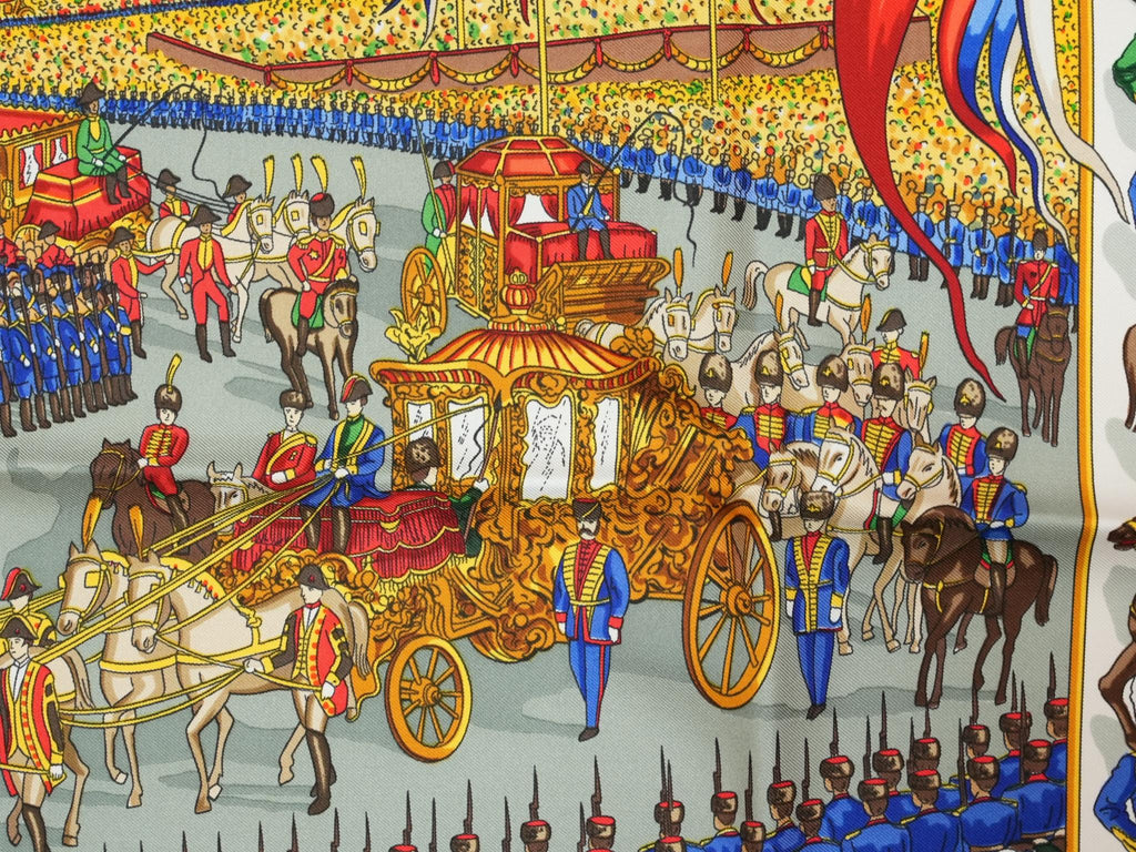Hermes Grand Cortege a Moscou 90 cm silk Scarf green Carre Moscow march 35"