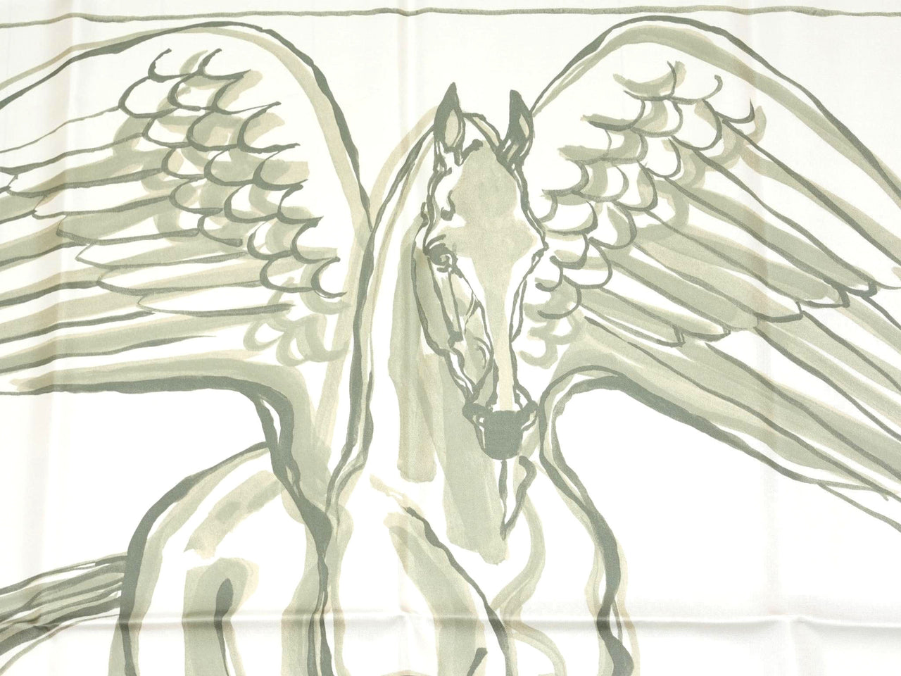 Hermes Libre Comme Pegase 90 cm silk Scarf white Carre Pegasus horse 35"