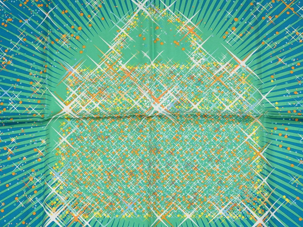 Hermes Magic Kelly by Dimitri Rybaltchenko 90 cm silk Scarf blue green bag Carre 35"