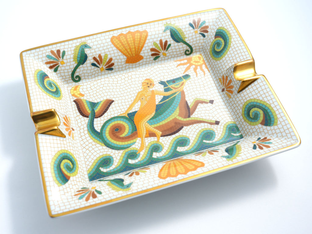 Hermes Naide Change tray porcelain Ashtray mosaic sea horse plate Vide Poche