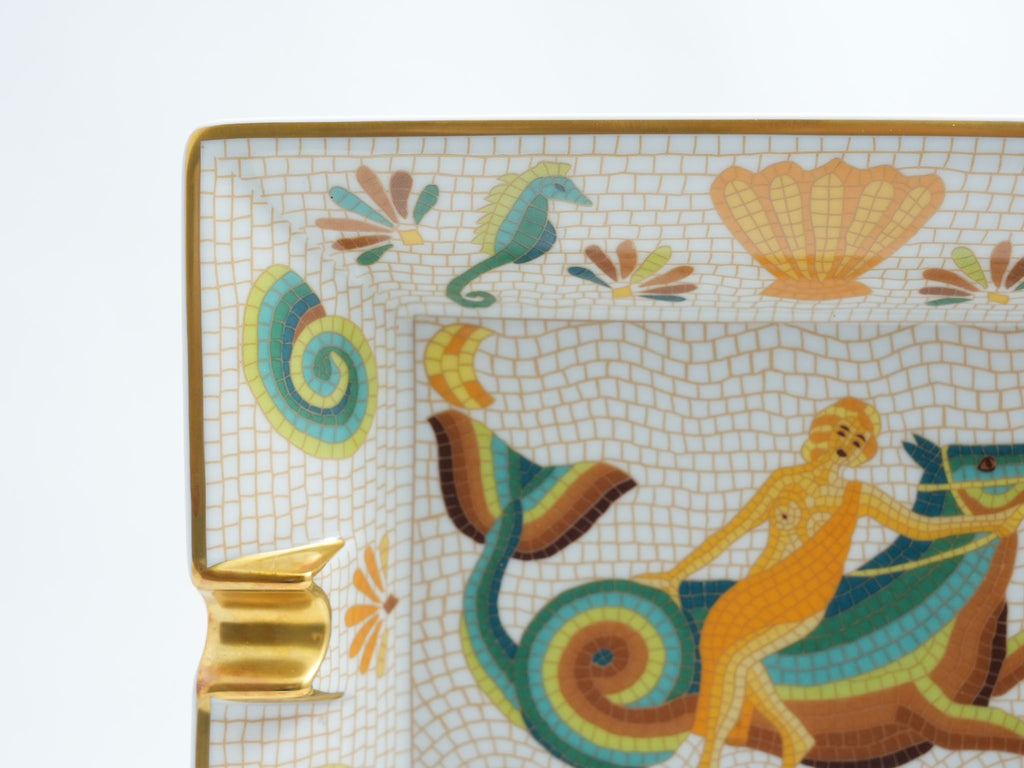 Hermes Naide Change tray porcelain Ashtray mosaic sea horse plate Vide Poche