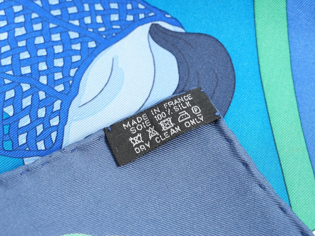 Hermes Ronds de Marche 90 cm silk Scarf blue Carre horse march 35"