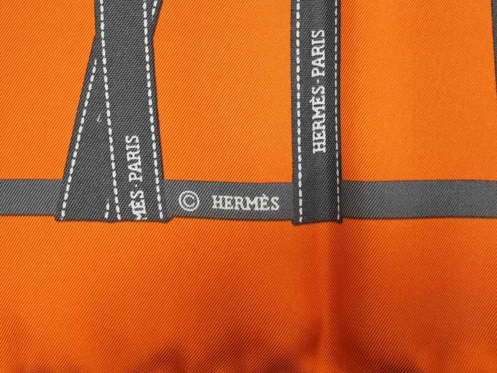 Hermes Scarf Bolduc by Jean Louis Dumas Silk 90 cm ribbon orange Carre 35" 049