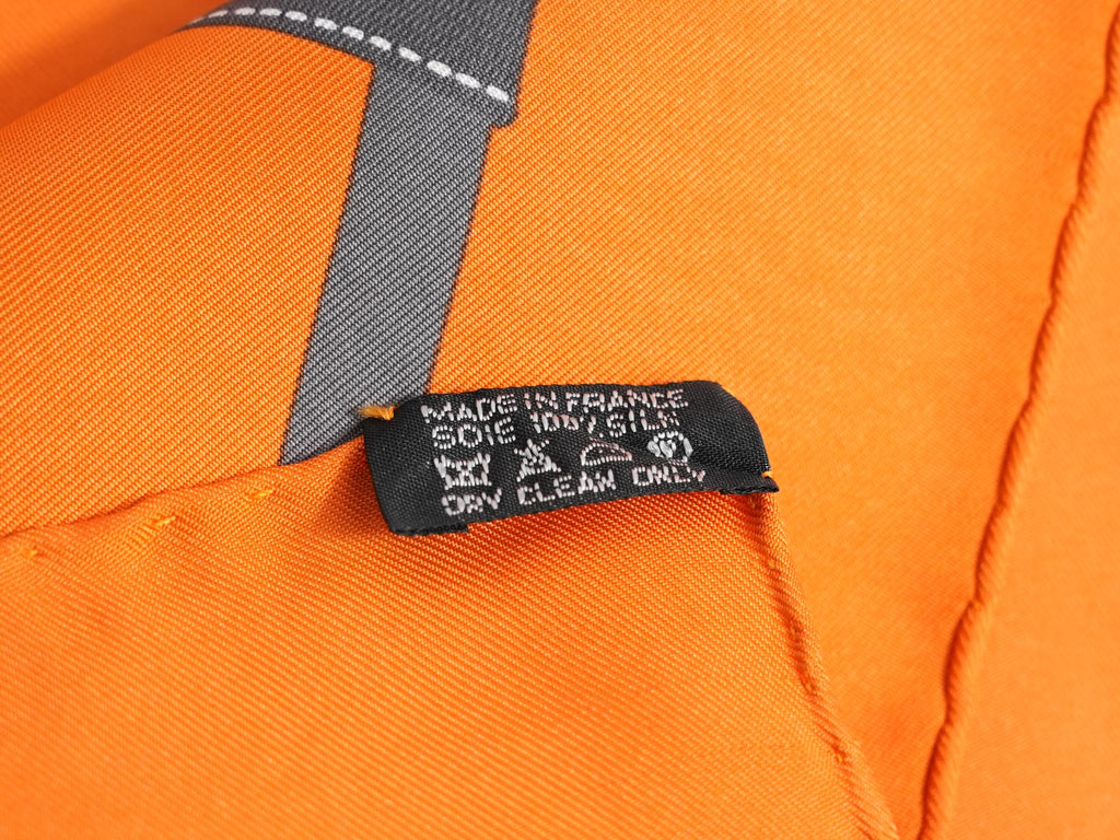 Hermes Scarf Bolduc by Jean Louis Dumas Silk 90 cm ribbon orange Carre 35" 049