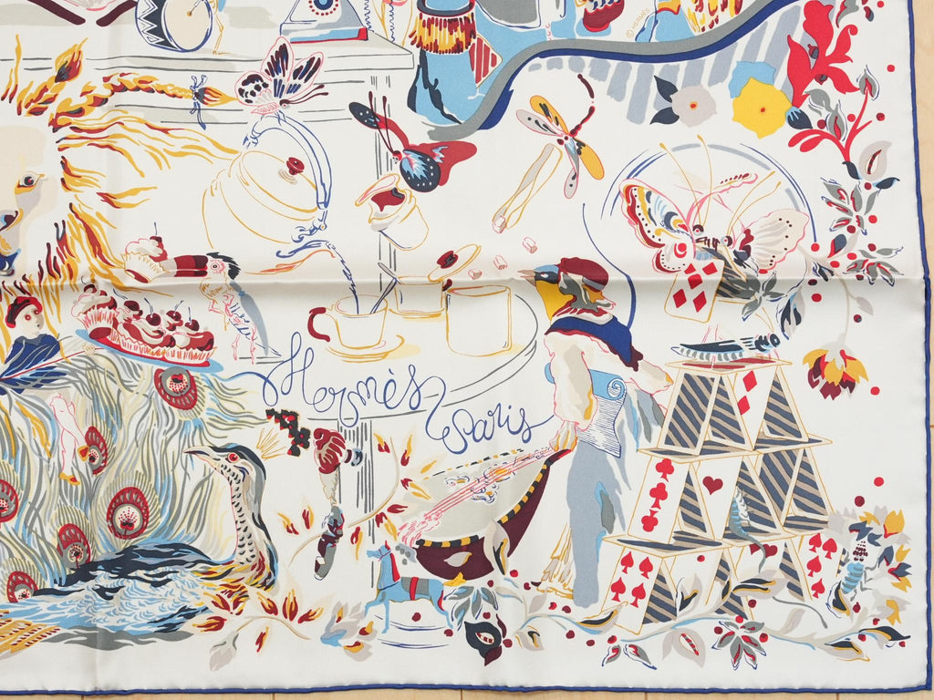 Hermes Scarf Emile et Une Nuit 90 cm silk cream beige Carre night animal 35"