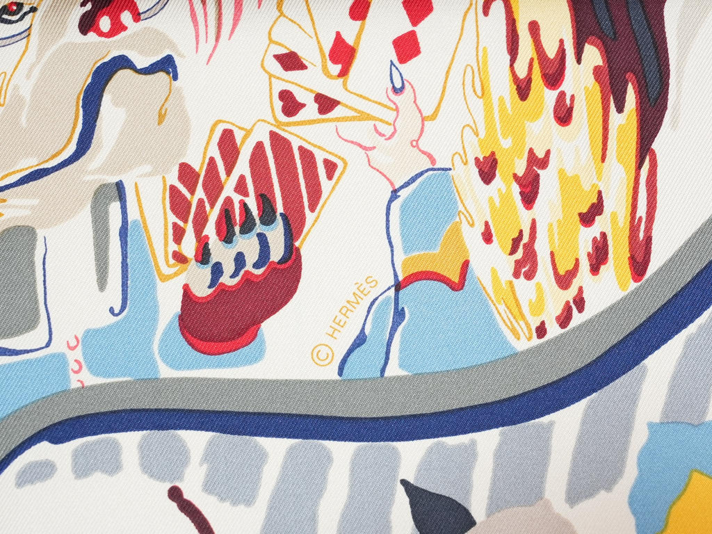 Hermes Scarf Emile et Une Nuit 90 cm silk cream beige Carre night animal 35"