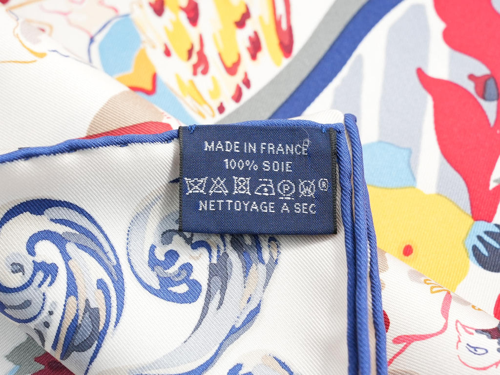 Hermes Scarf Emile et Une Nuit 90 cm silk cream beige Carre night animal 35"