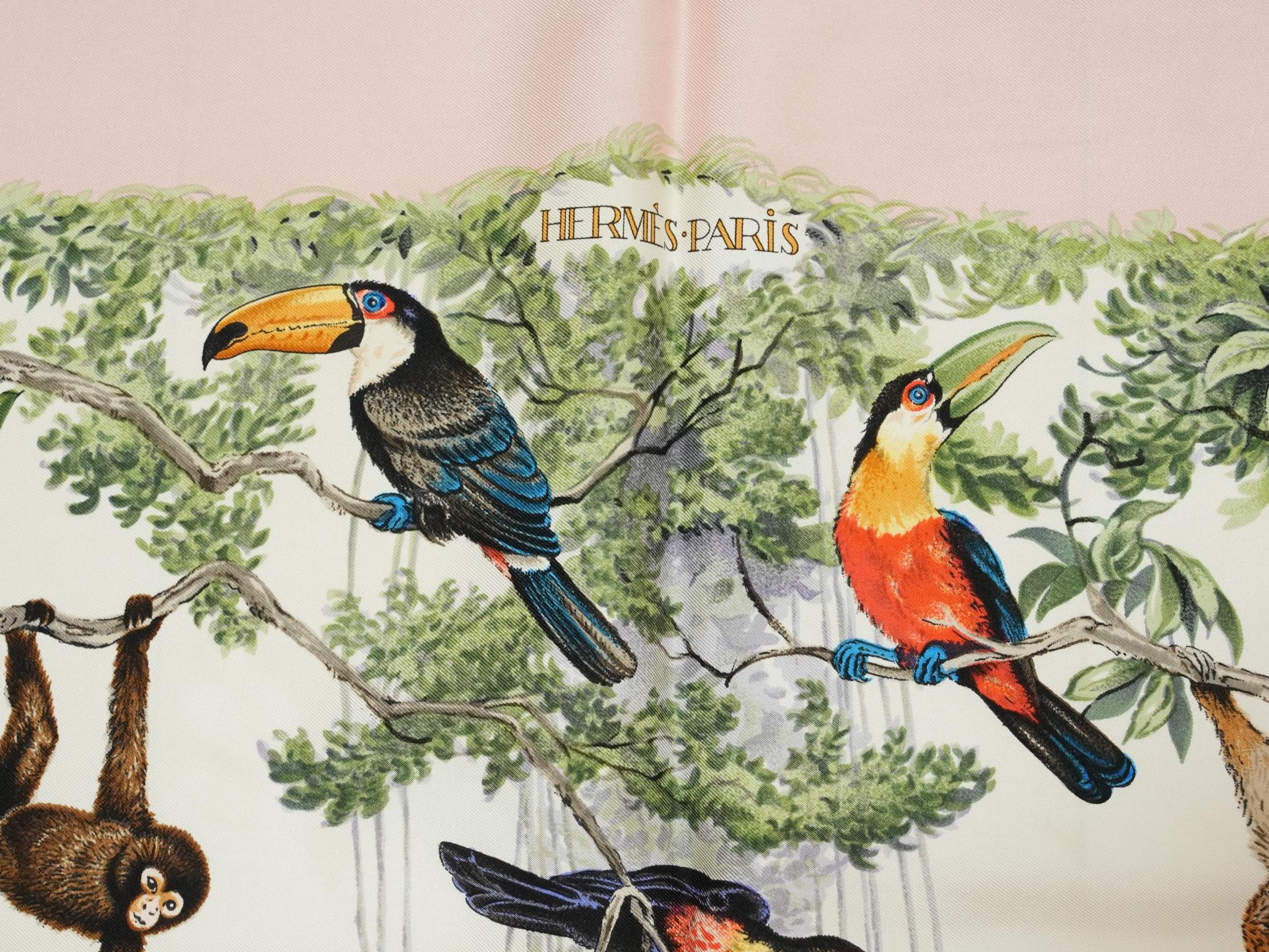 HERMES カレ90 EQUATEUR スカーフ Hermes Scarf Equateur 90 cm silk pink Carre panther jaguar cheetah