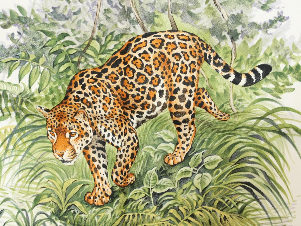 Hermes Scarf Equateur 90 cm silk pink Carre panther jaguar cheetah 35"