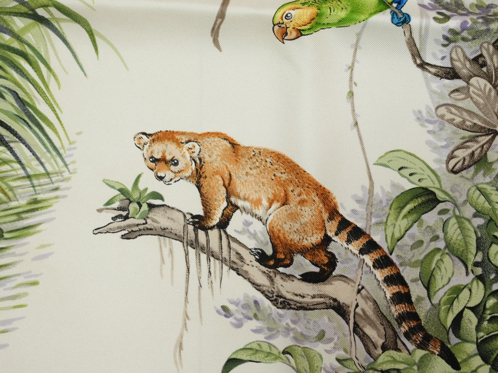Hermes Scarf Equateur 90 cm silk pink Carre panther jaguar cheetah 35"