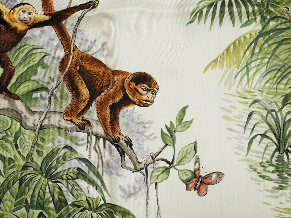 Hermes Scarf Equateur 90 cm silk pink Carre panther jaguar cheetah 35"