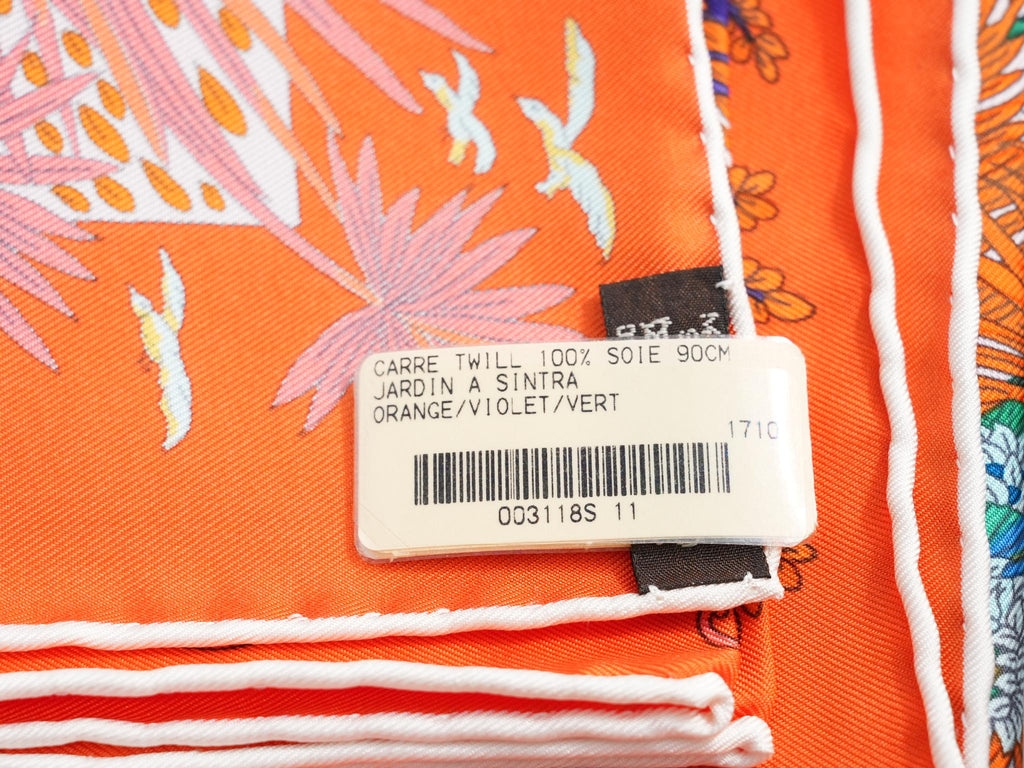Hermes Scarf Jardin a Sintra 90 cm silk orange pink Carre flower garden 35"