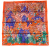 Hermes Scarf Jardin a Sintra 90 cm silk orange pink Carre flower garden 35"