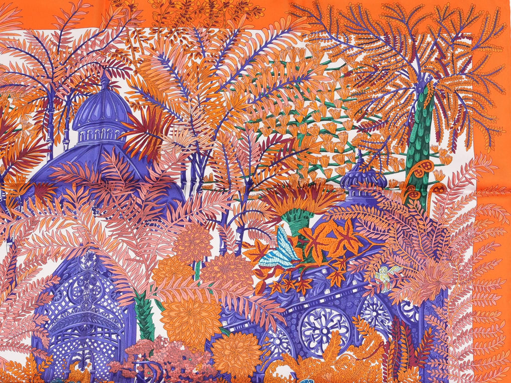 Hermes Scarf Jardin a Sintra 90 cm silk orange pink Carre flower garden 35"