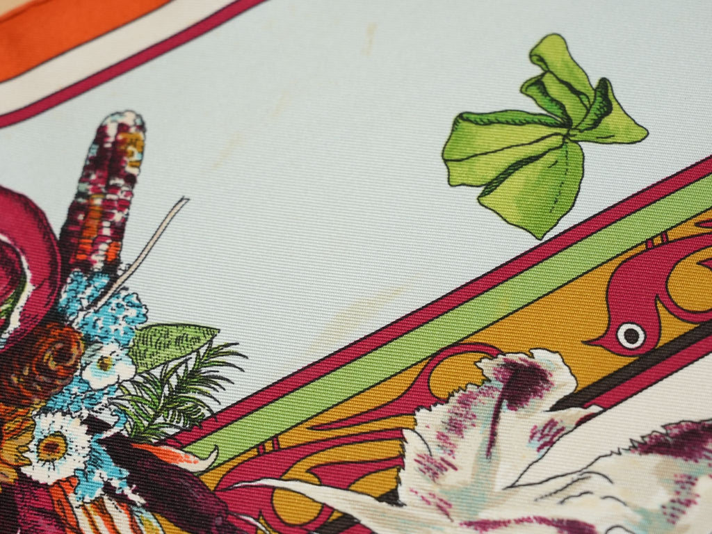 Hermes Scarf Kachina by Kermit Oliver 90 cm silk native light blue Carre 35" 0282