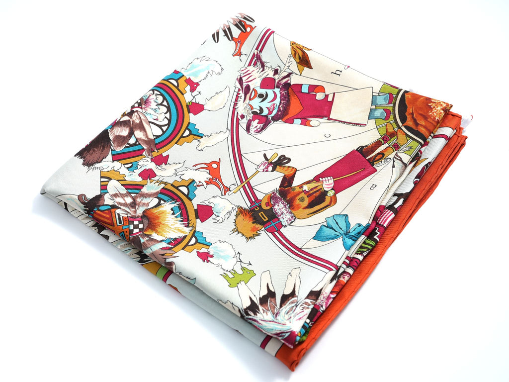 Hermes Scarf Kachina by Kermit Oliver 90 cm silk native light blue Carre 35" 0282