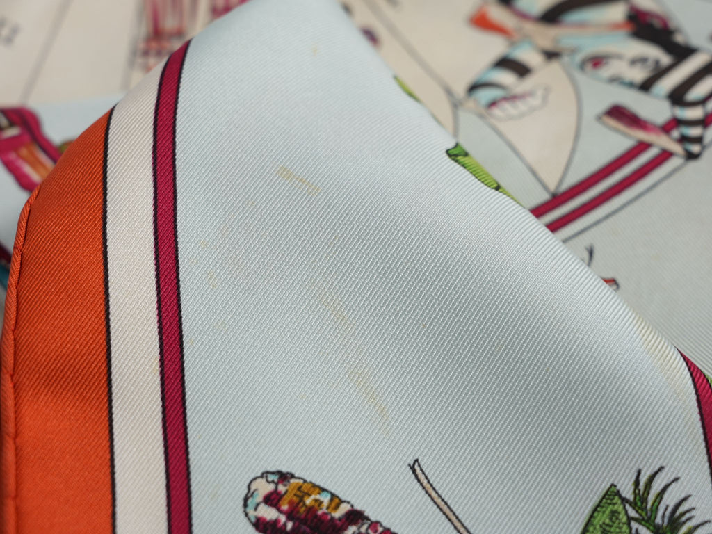 Hermes Scarf Kachina by Kermit Oliver 90 cm silk native light blue Carre 35" 0282