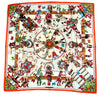 Hermes Scarf Kachina by Kermit Oliver 90 cm silk native light blue Carre 35" 0282
