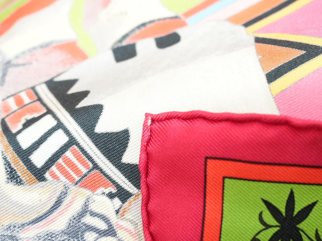 Hermes Scarf Kachina by Kermit Oliver 90 cm silk pink Carre 35" r06