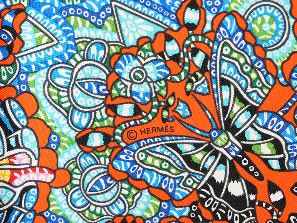 Hermes Scarf La Legende de la Foret 90 cm silk orange red legend forest deer Carre 35"
