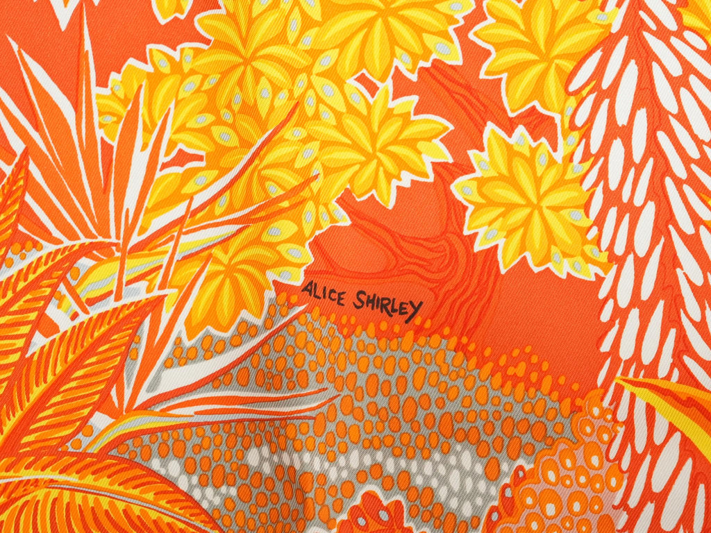 Hermes Scarf Mountain zebra 90 cm silk orange red Carre flower horse 35"