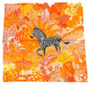 Hermes Scarf Mountain zebra 90 cm silk orange red Carre flower horse 35"