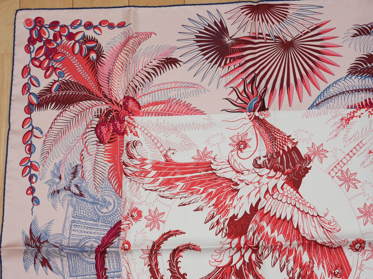 Hermes Scarf Mythiques Phoenix by Laurence Bourthoumieux 90 cm silk pink Carre