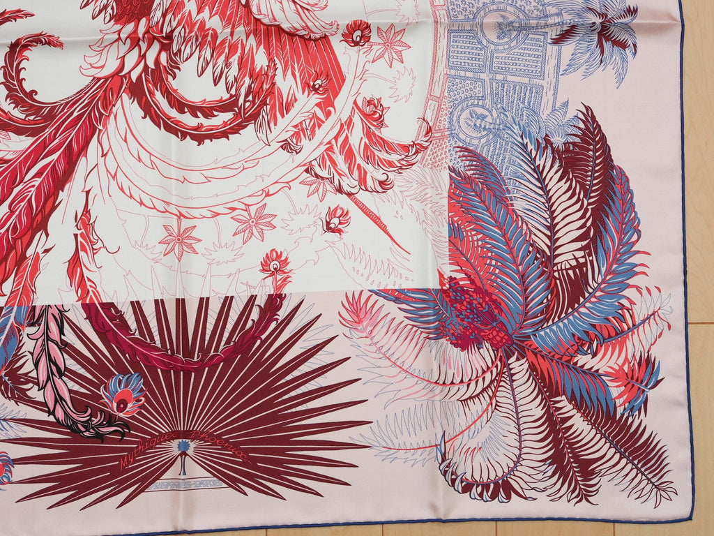 Hermes Scarf Mythiques Phoenix by Laurence Bourthoumieux 90 cm silk pink Carre