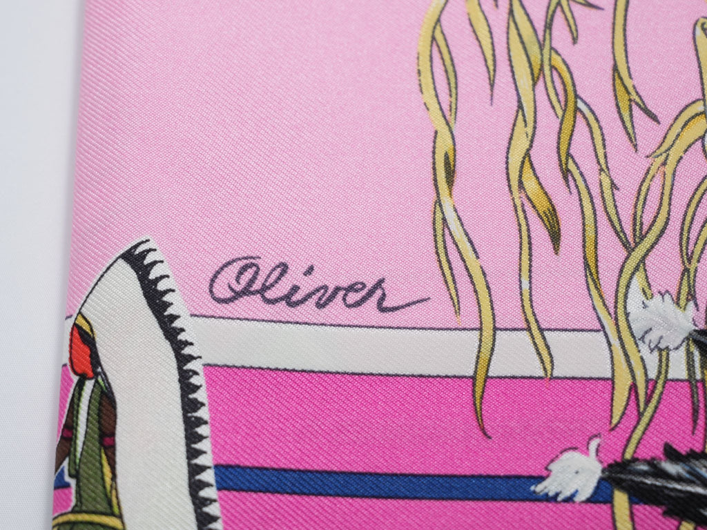 Hermes Scarf Pani La Shar Pawnee 90 cm silk pink native american Carre 053